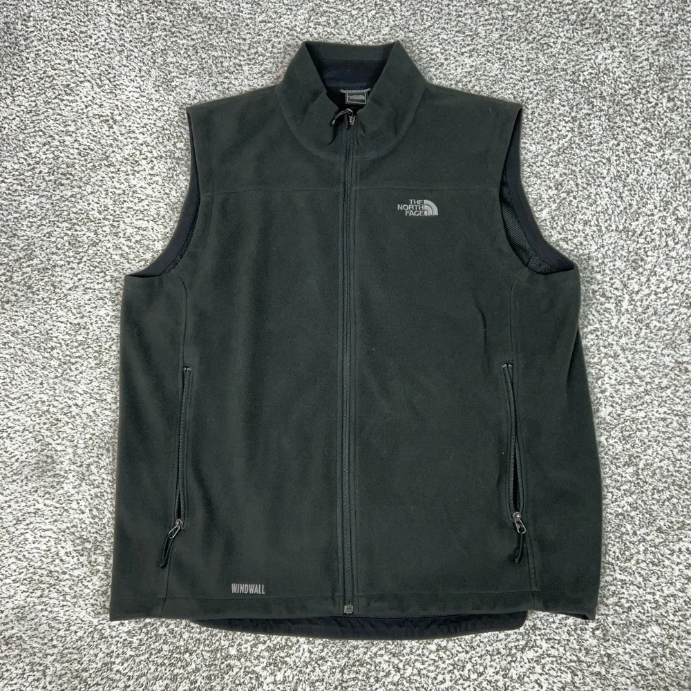 The‎ North Face Vest Mens XL Black WindWall Fleece Full Zip Hiking Windbreaker